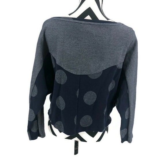 Anthropologie 9 H15 Stcl Navy Metallic Dot Top  XL - Picture 7 of 8